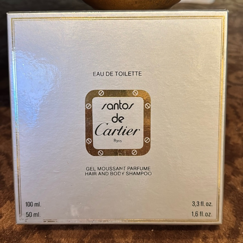Gift set Santos de Cartier fragrance Eau de Toilette spray Hair & Body Shampoo.